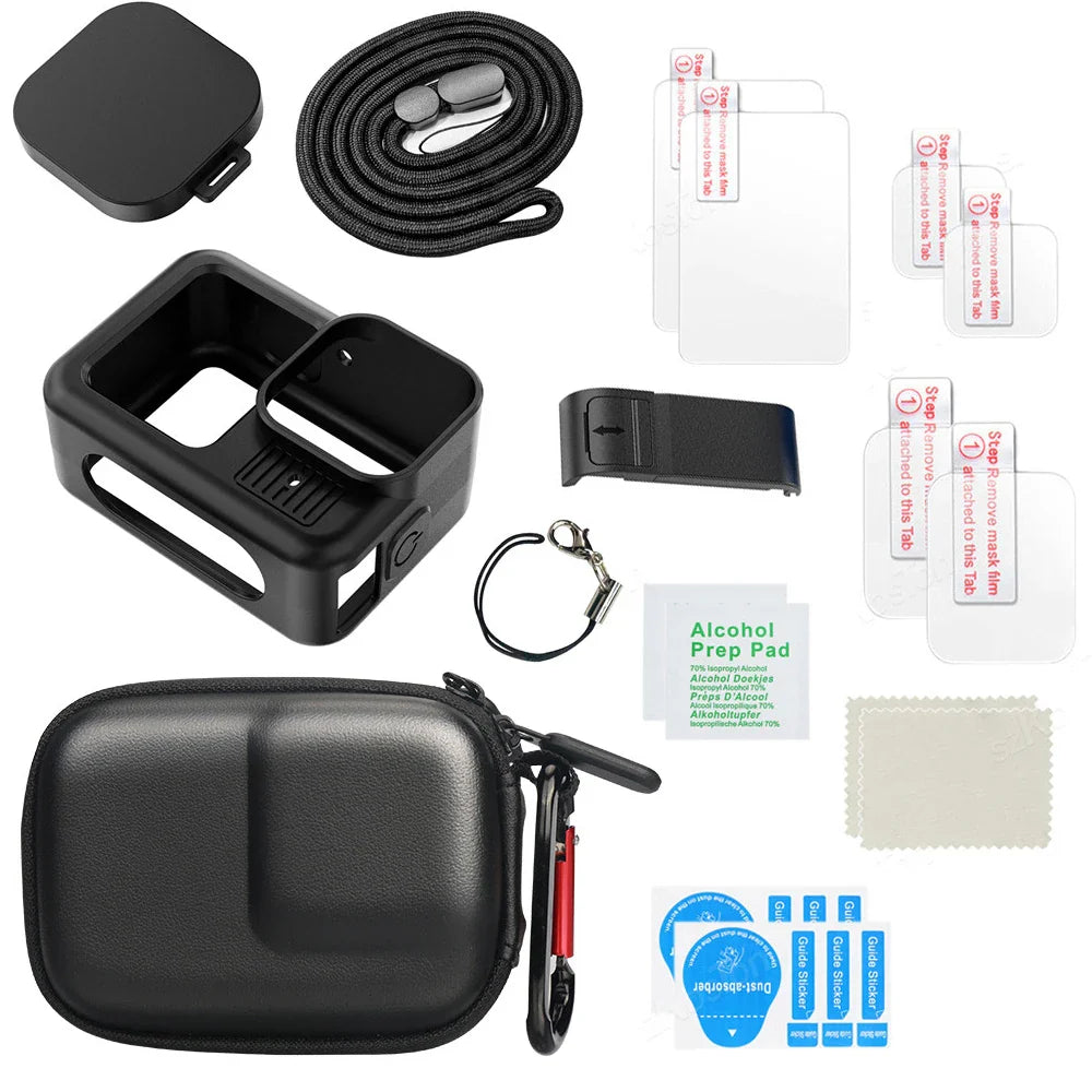 GoPro Hero 13 Black Tempered Glass Screen Protector – Silicone Case, Lens Cap & Protective Film for GoPro 13 Camera