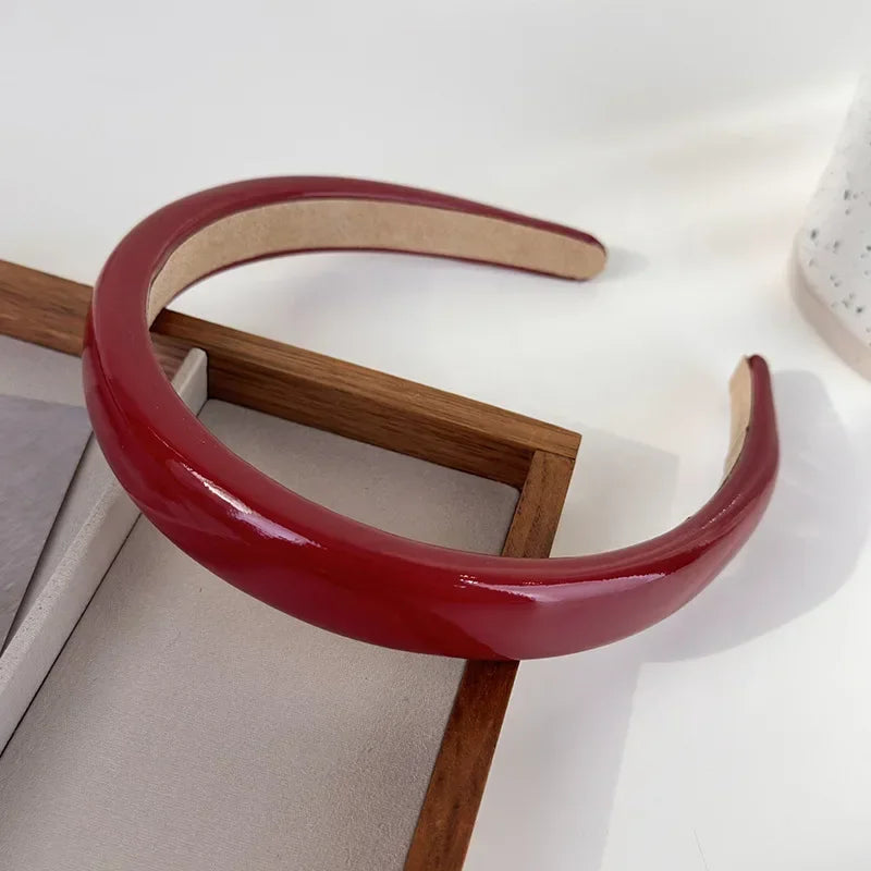Retro Red Leather Sponge Headband – Fashionable Hair Hoop for Women, Wash Face & Party Hair Accessories Gift