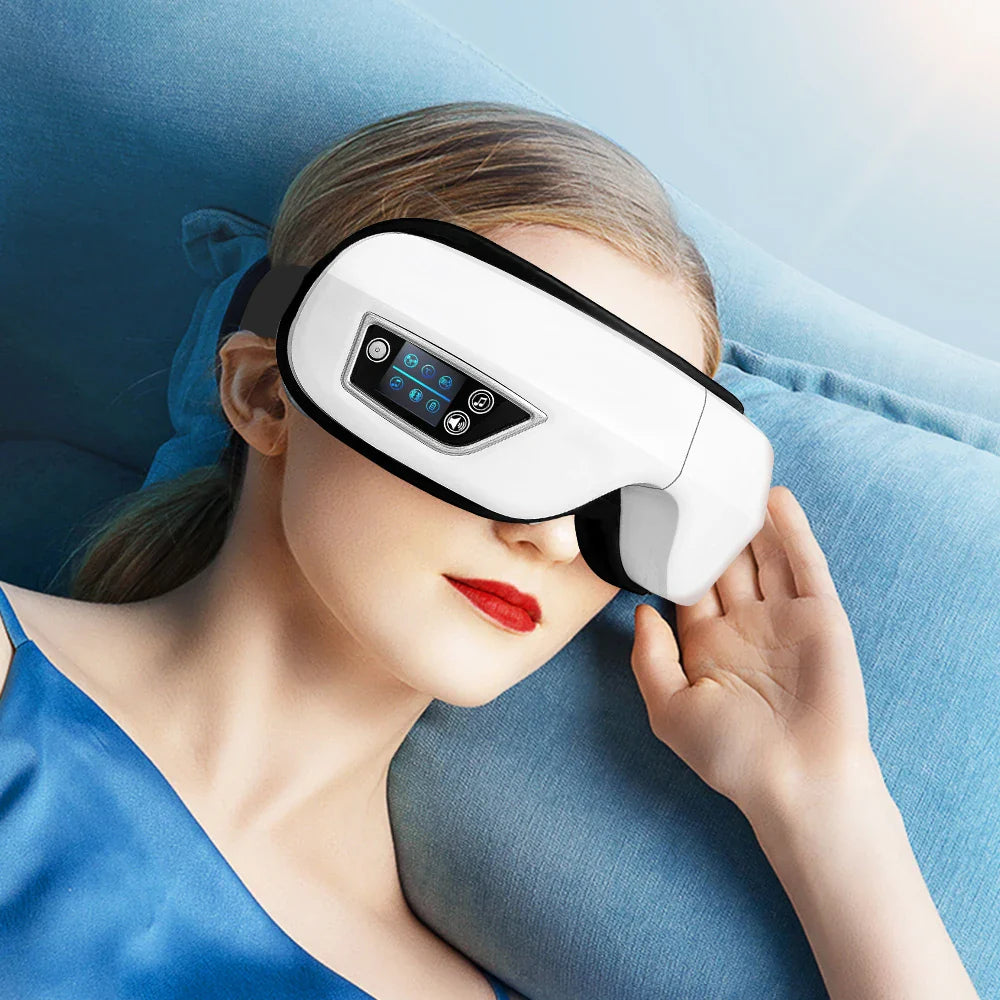 6D Smart Vibration Eye Massager – Hot Airbag Compress, Bluetooth Music Sleep Mask for Eye Relaxation & Fatigue Care