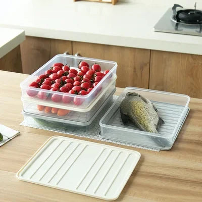 Freezer Dumpling Storage Box — Stackable Square Plastic Food Saver with Lid, Single-Layer Sealed Transparent Container