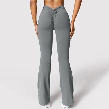 Women's V-Back High Waist Leggings - Push Up Gym & Casual Stretch Fitness Pants
