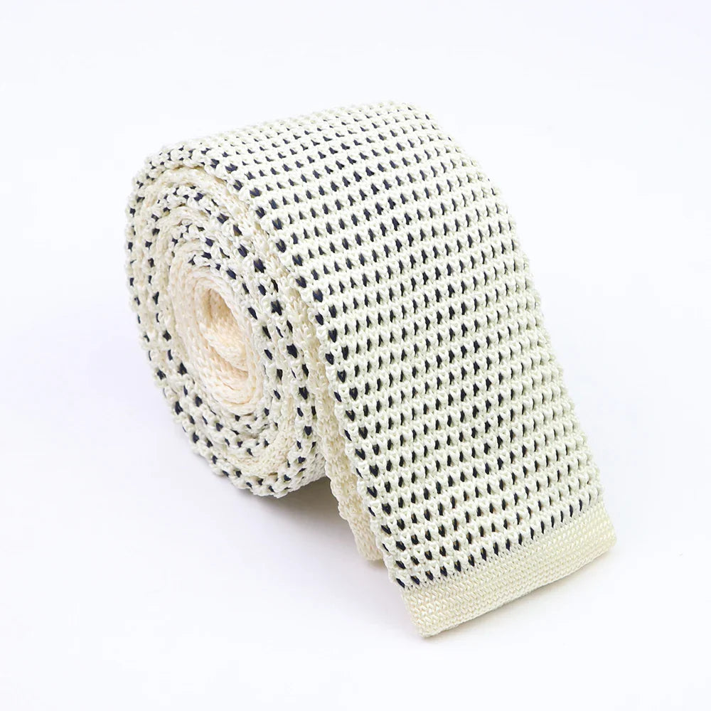 Classic Knit Neck Tie for Men — 6cm Plaid & Dots Casual Business Wedding Tie
