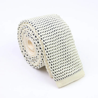 Classic Knit Neck Tie for Men — 6cm Plaid & Dots Casual Business Wedding Tie