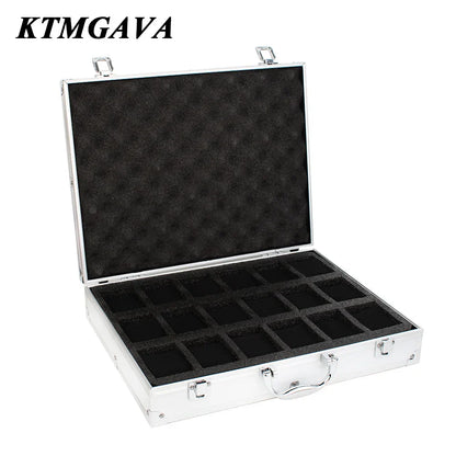 Aluminum Alloy Watch Storage Box – 10/12/18 Grid Large Capacity Black Jewelry Organizer Gift