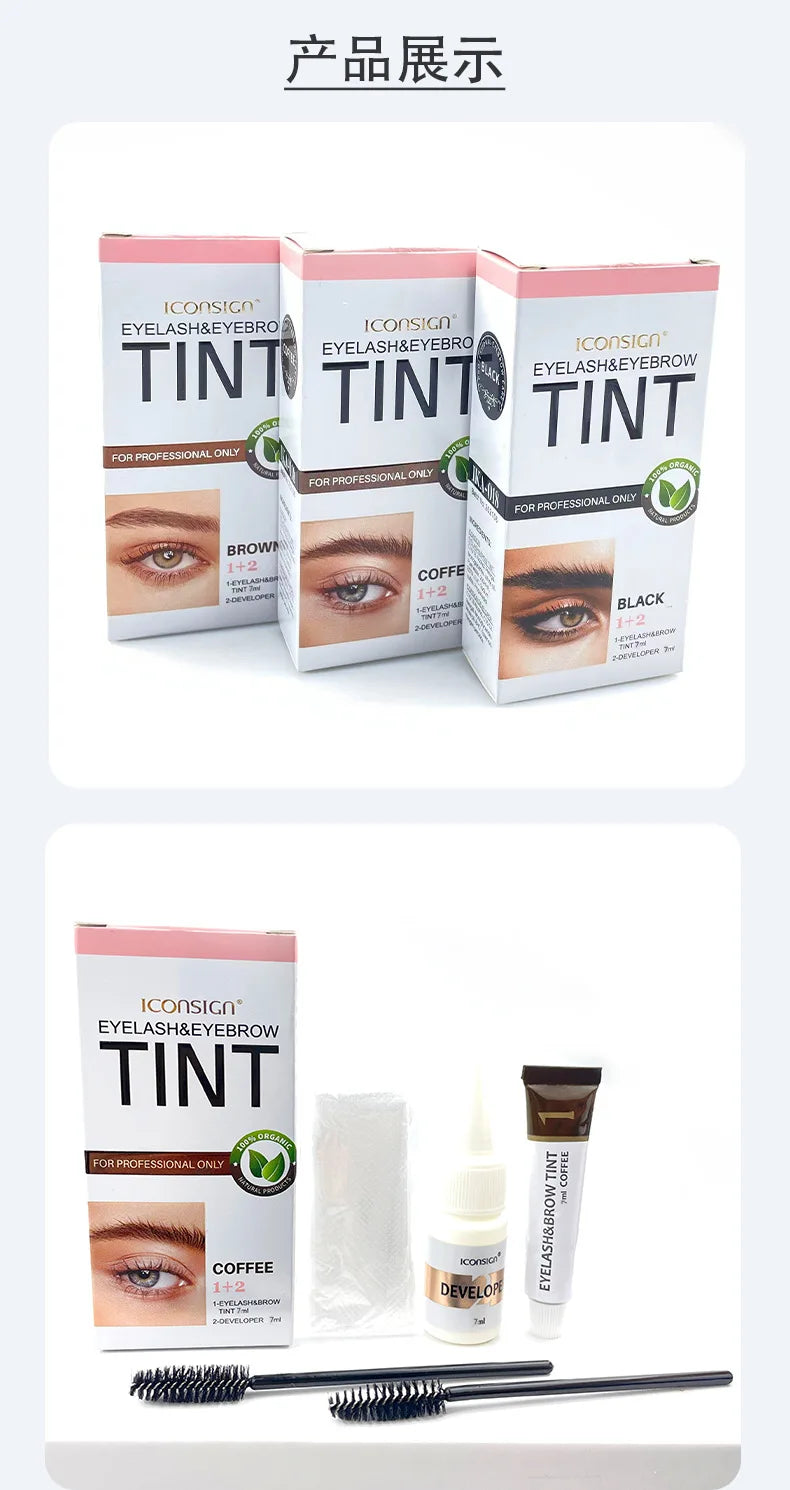 3 Colors Eyelash & Eyebrow Dye Tint Kit – Fast Brow Gel Cream Henna Mascara Enhancer Makeup Tool