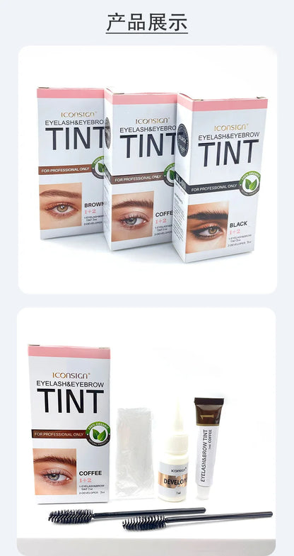 3 Colors Eyelash & Eyebrow Dye Tint Kit – Fast Brow Gel Cream Henna Mascara Enhancer Makeup Tool