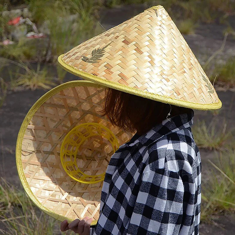 Chinese Retro Bamboo Rattan Fisherman Hat – Handmade Straw Bucket Hat for Fishing, Sun Protection, Tourism, and Dance Props
