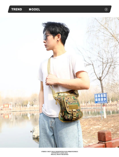 Camouflage Motorcycle Drop Leg Bag – Waterproof, Multifunctional Waist Bag for Travel, Hiking & Outdoor Riding