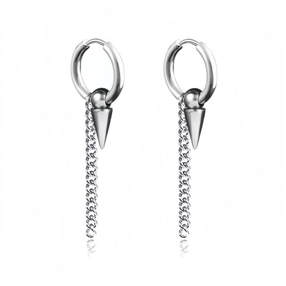 Long Hanging Cross & Leaf Hoop Earrings – Vintage Stainless Steel Hip Hop Unisex Jewelry Accessories