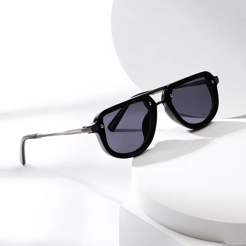 SHAUNA Retro Oval Sunglasses – Luxury Punk UV400 Shades for Women & Men