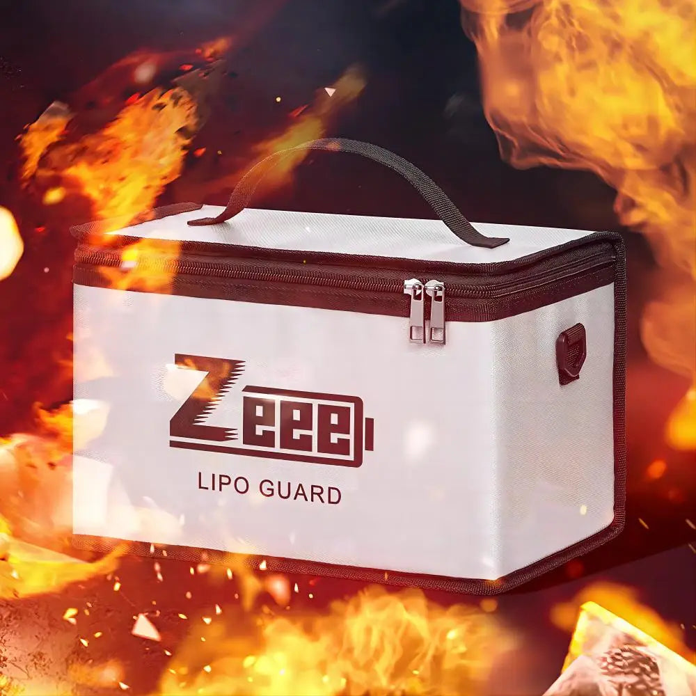Zeee LiPo Safety Bag — 10-Cell Fireproof Adjustable Battery Storage Pouch, Large Capacity Safe Charging Guard Bag