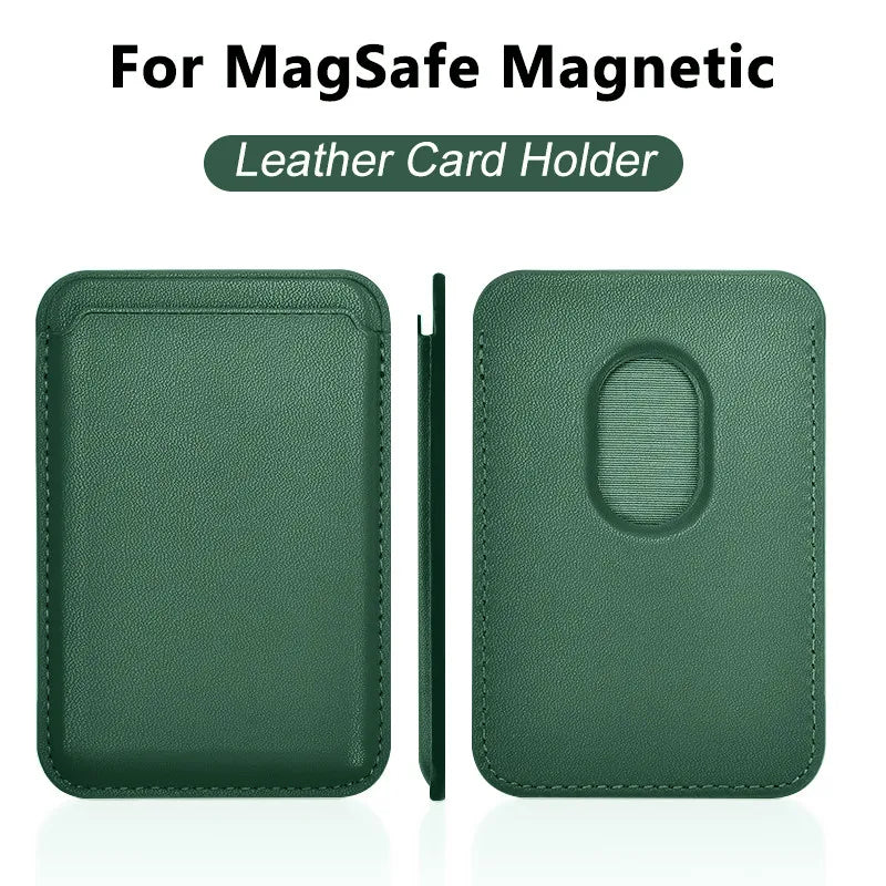 Luxury Magnetic Leather Wallet Case for iPhone 12–16 Pro Max — MagSafe Card Holder Phone Cover