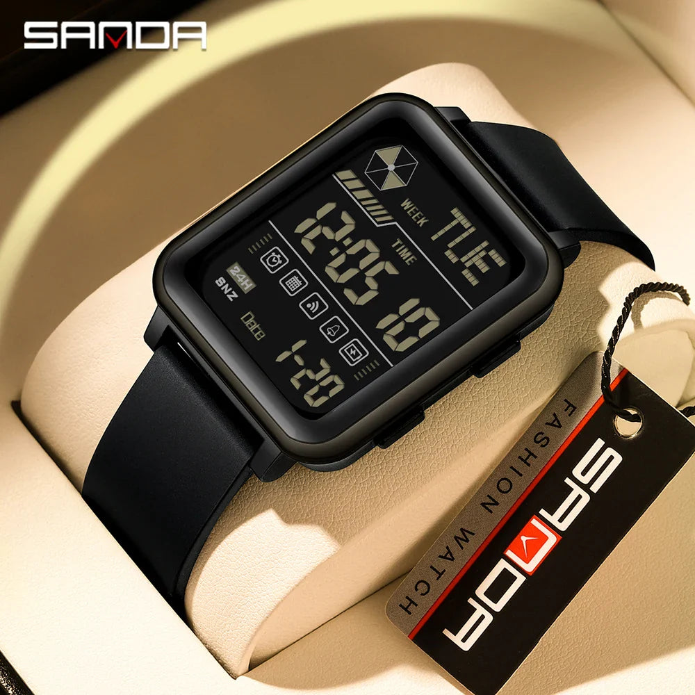SANDA Digital Military Watch for Men – Luxury LED Stopwatch, Waterproof, Top Brand Electronic Wristwatch, Gift 6159