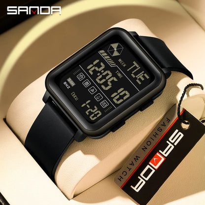 SANDA Digital Military Watch for Men – Luxury LED Stopwatch, Waterproof, Top Brand Electronic Wristwatch, Gift 6159