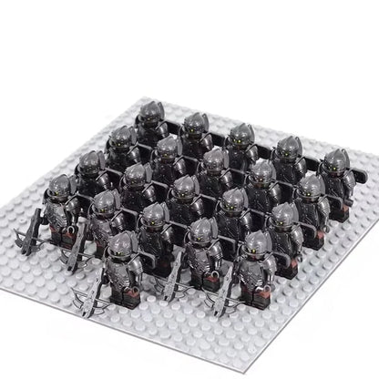 21PCS Medieval Fantasy Warrior Figures – Dwarf, Elf, Knight & Orc Building Brick Toys