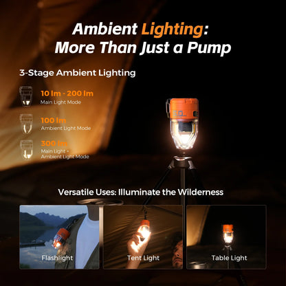 FLEXTAIL MAX PUMP 3 — Portable Electric Air Pump with 3-Level Ambient Light for Air Beds, Sleeping Pads & Vacuum Bags