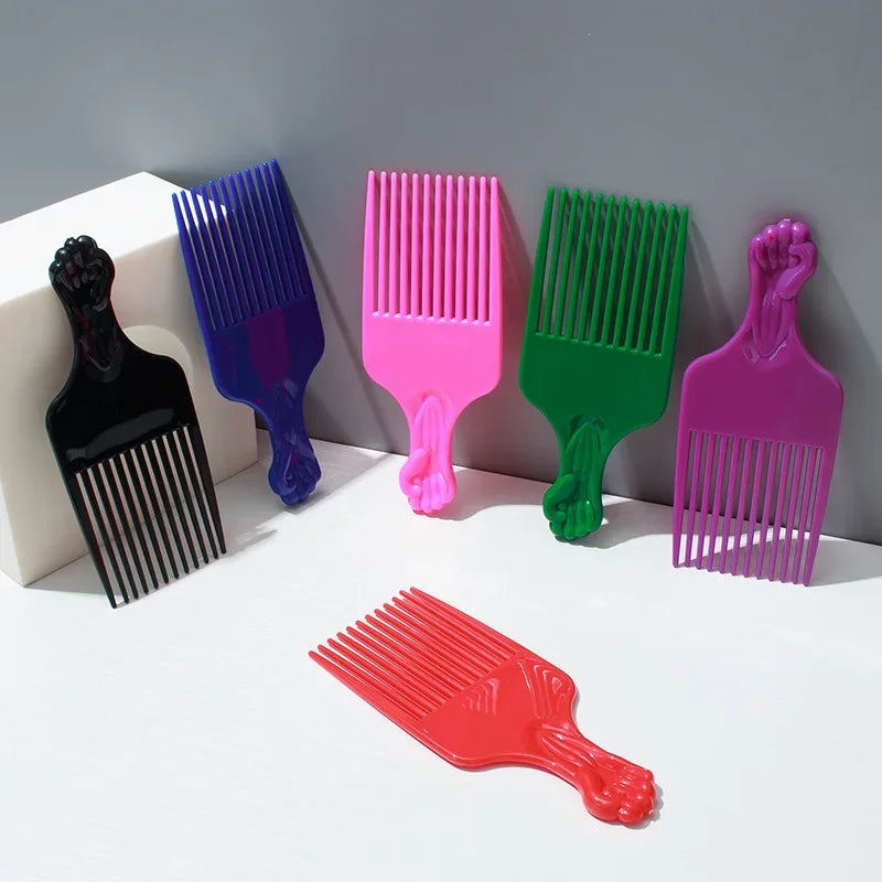 Wide Teeth Hair Pick Comb – Plastic Fork Brush for Curly Afro Hair, Styling Tool for Detangling & Volume