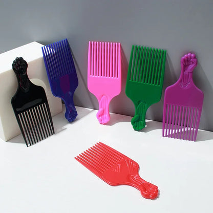Wide Teeth Hair Pick Comb – Plastic Fork Brush for Curly Afro Hair, Styling Tool for Detangling & Volume