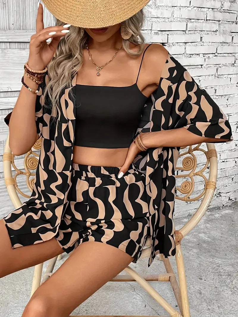 2025 Women’s Casual Printed Short Pants Set – Loose Summer Two-Piece Outfit for Women