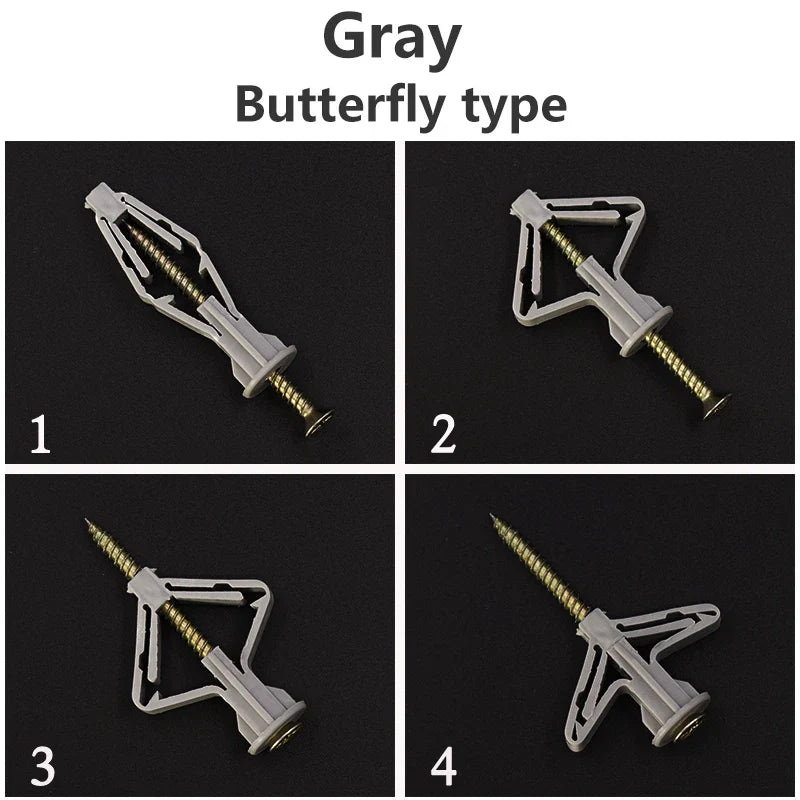 Plastic Expansion Drywall Anchor Kit — Self-Drilling Screws for Gypsum Board, Hollow Brick & Fiberboard