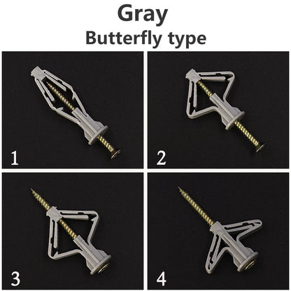 Plastic Expansion Drywall Anchor Kit — Self-Drilling Screws for Gypsum Board, Hollow Brick & Fiberboard