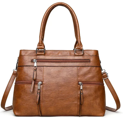 Women’s Leather Handbag - Elegant Top-Handle Shoulder & Crossbody Tote Bag