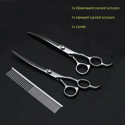 Pet Grooming Scissors Set – Professional Dog Hair Trimming Tools, Bent & Straight Scissors, Teddy Haircut Clippers
