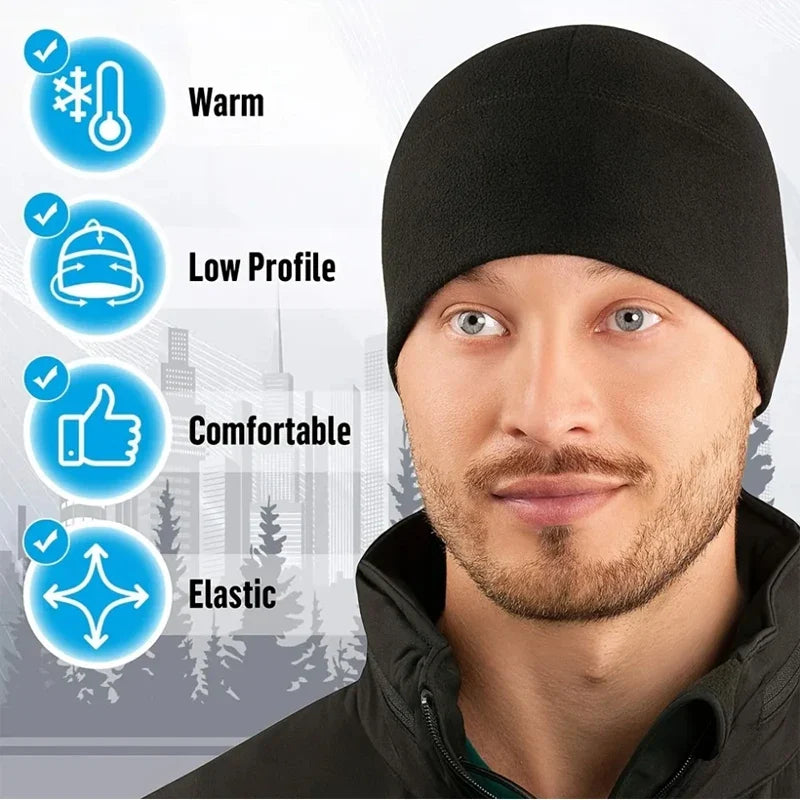 Winter Thermal Fleece Hat - Windproof Outdoor Beanie for Men & Women Cycling Skiing