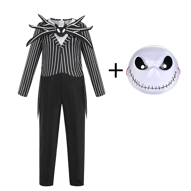 Jack Skellington & Sally Kids Costume - Halloween Cosplay Dress-Up Outfit for Girls & Boys