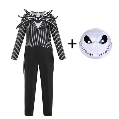 Jack Skellington & Sally Kids Costume - Halloween Cosplay Dress-Up Outfit for Girls & Boys