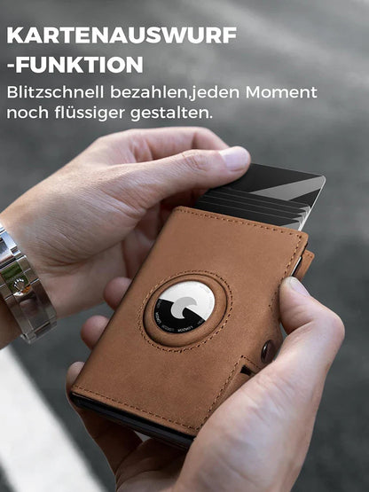 Genuine Leather Wallet with Coin Pocket – RFID Blocker Airtag Wallet for Men