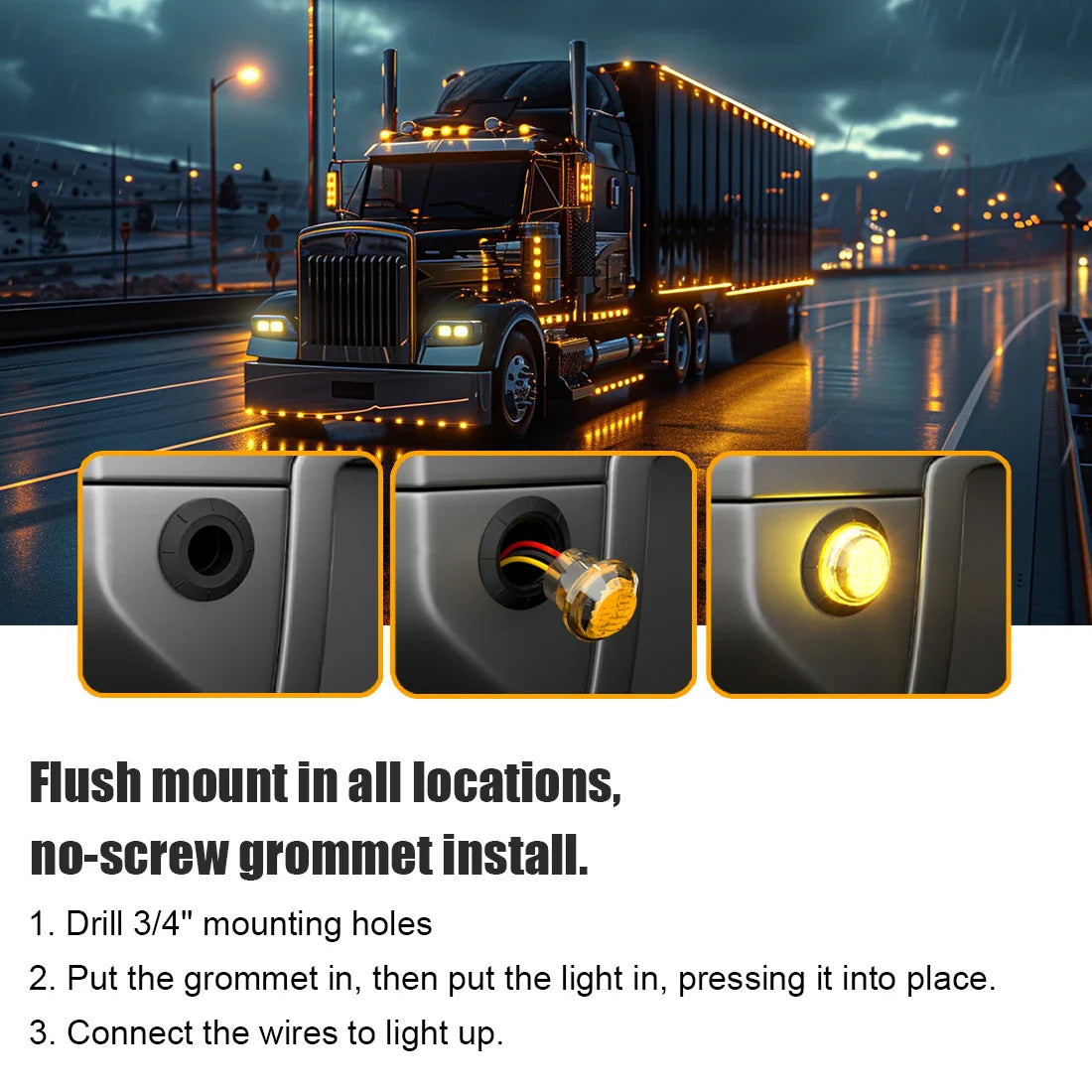 10PCS Strobe LED Side Marker Lights – 12-24V Clearance Indicator for Cars, Trucks, Trailers & RVs