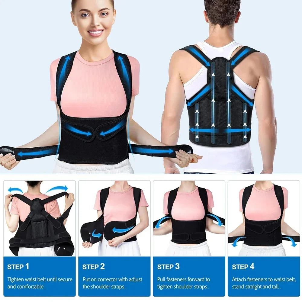 Adjustable Posture Corrector Back Brace – Orthopedic Spinal Support for Men & Women, Comfortable Upper Back Strap
