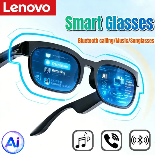 Lenovo 2026 AI Smart Glasses – Bluetooth Translation Sunglasses with Conversation Recording, Music Playback & Smart Audio for Men & Women