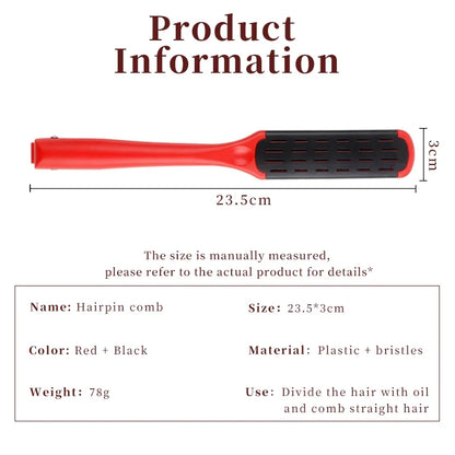 Professional V-Shape Hair Straightener Comb – Nylon Bristles, Double-Sided Styling Brush for All Hair Types