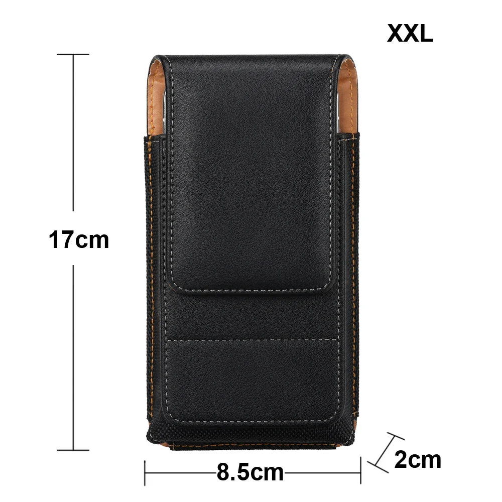 Universal Magnetic Leather Phone Belt Clip Case – 360° Rotating Waist Holster for iPhone, Samsung & Xiaomi