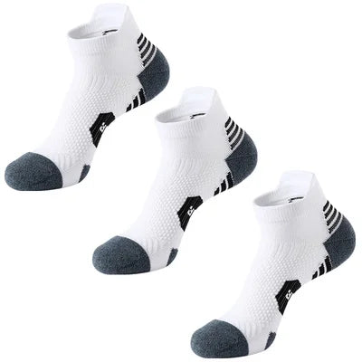 3 Pairs Professional Sports Socks – Non-Slip Towel Bottom Running Socks for Men & Women, Breathable Quick-Dry Basketball Training Ankle Sox