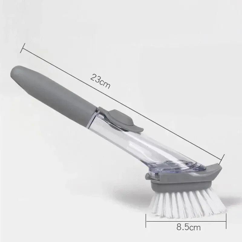 Refillable Liquid Cleaning Brush – Kitchen Bowl Scrubber with Long Handle & Dish Soap Dispenser
