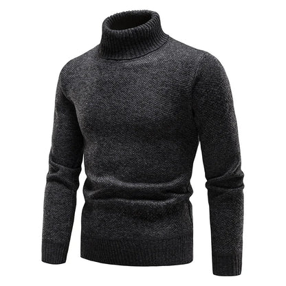 Men's Autumn Winter Fleece Turtleneck Sweater - Thick Warm Slim Fit Elastic Pullover Luxury Casual Top