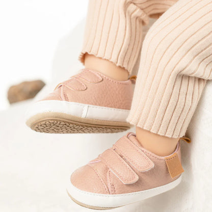 Classic Baby Casual Sneakers – Vintage PU Leather, Soft Rubber Sole, Slip-Resistant Infant Shoes in 4 Colors