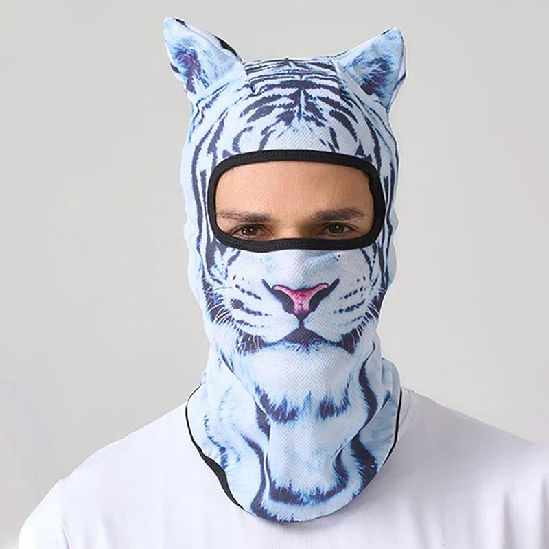 3D Cat Ski Balaclava - Cute Animal Face Covering Full Face Hood Mask for Motorcycle, Skiing & Snowboarding