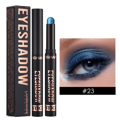 LANGMANNI 16-Color Pearl Waterproof Eyeshadow Stick – Long-Lasting Color & Face Highlight