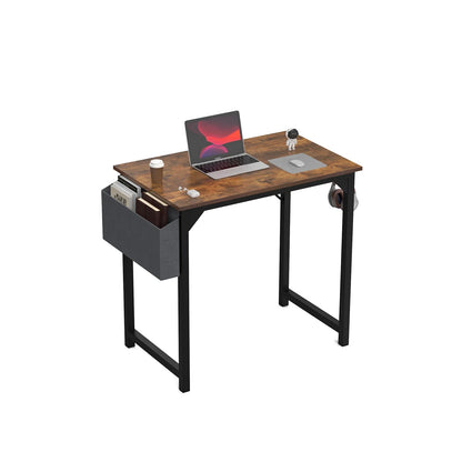 Computer Desk – Modern Compact Writing & Gaming Table with Side Bag, Headphone Hook, Easy Assembly