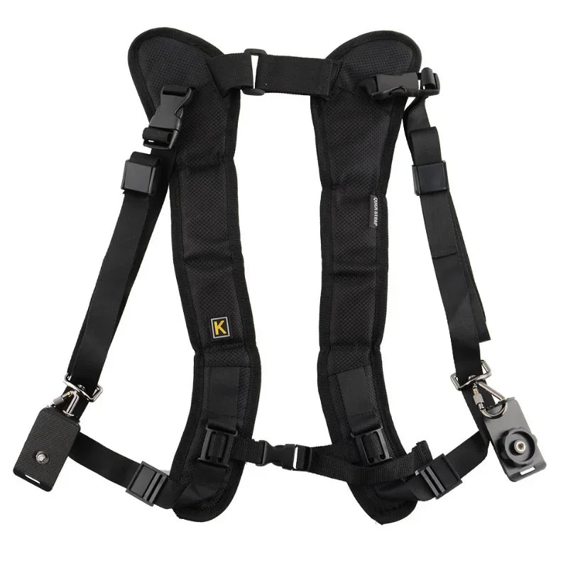 K Double Shoulder Camera Strap – Quick Release Belt Harness for DSLR Cameras & Camcorders, Compatible with Canon Nikon Sony