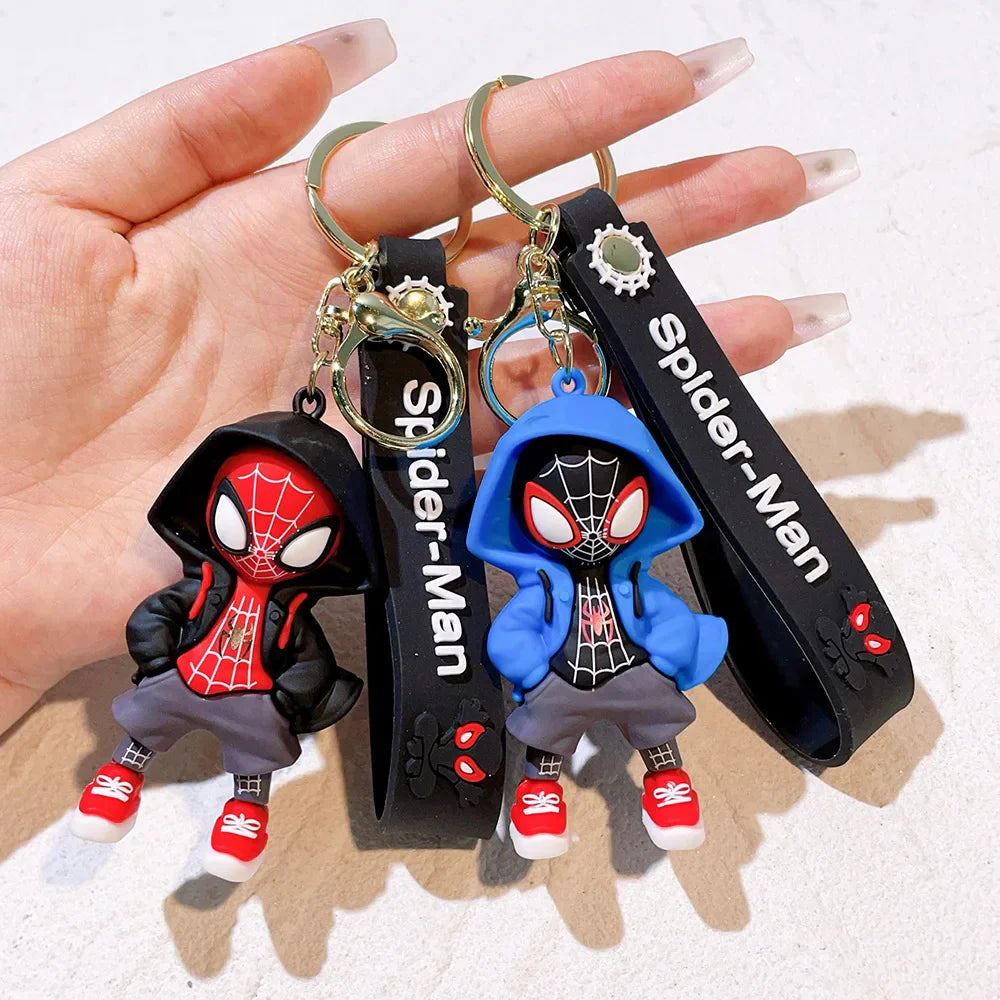 Marvel Spider-Man Action Figure Keychain — Cute Avengers Doll Widget with Iron Man & Captain America for Birthday Gifts