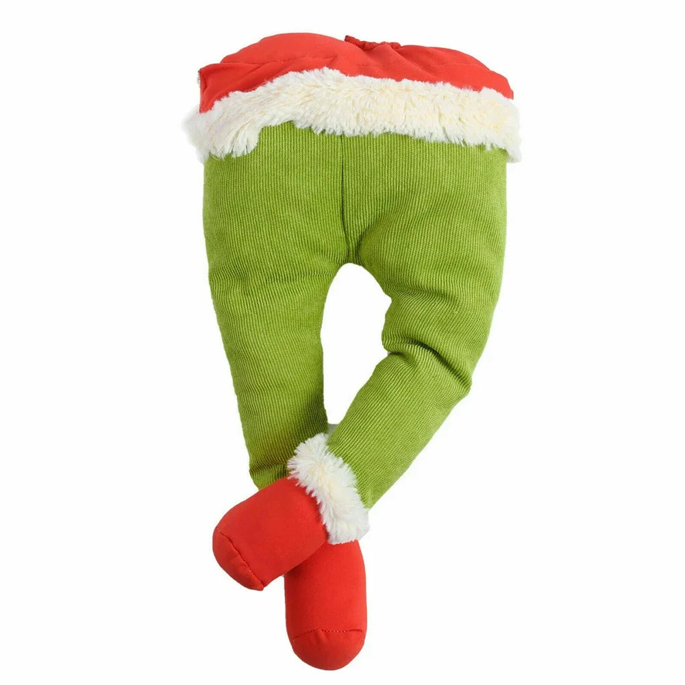 Christmas Elf Leg Plush Toy – Santa Claus Green Tree Decoration Prop for Kids, Holiday Home Decor