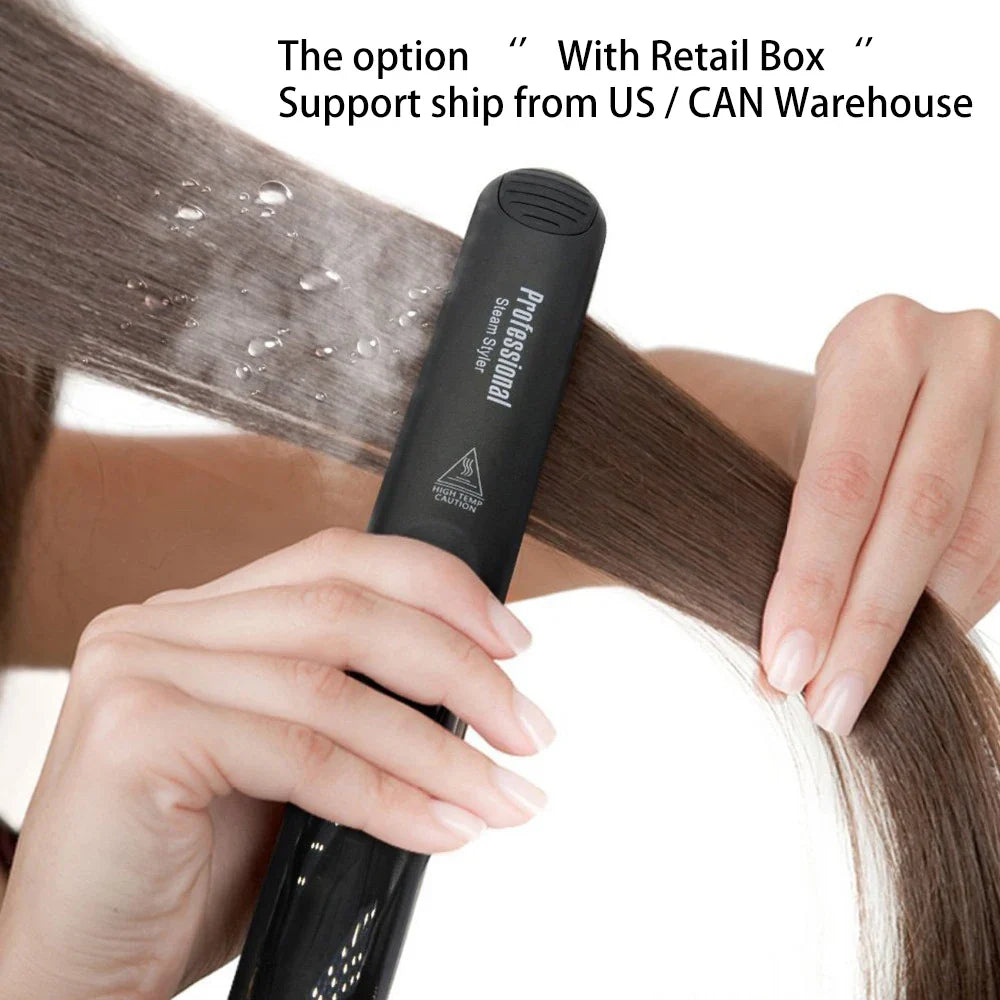 Professional Steam Hair Straightener – Ceramic Vapor Flat Iron, 450℉ Heat & Argan Oil Treatment Hair Care Tool