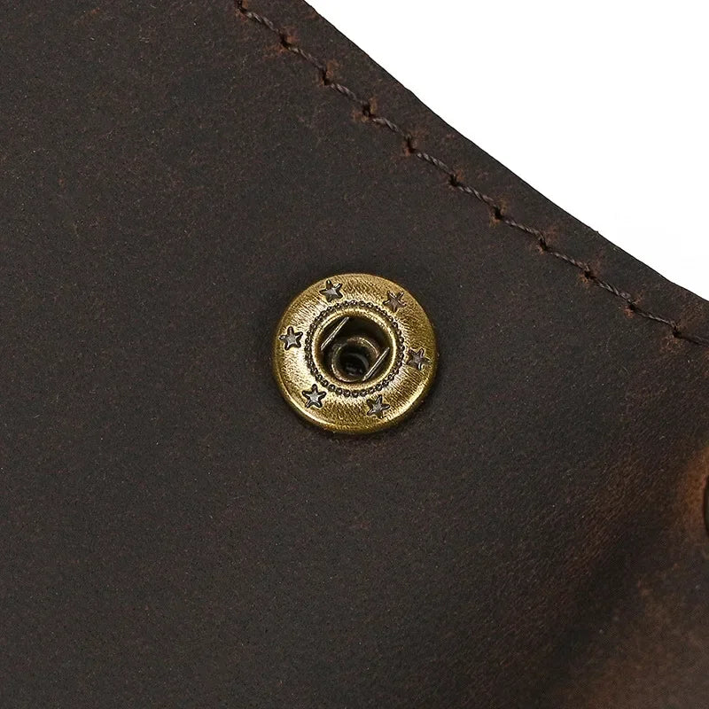 Men's Genuine Leather Short Wallet with Chain – Zipper Clutch, Trifold Purse, Card Holder & Coin Purse for Men
