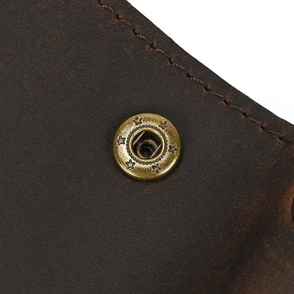 Men's Genuine Leather Short Wallet with Chain – Zipper Clutch, Trifold Purse, Card Holder & Coin Purse for Men