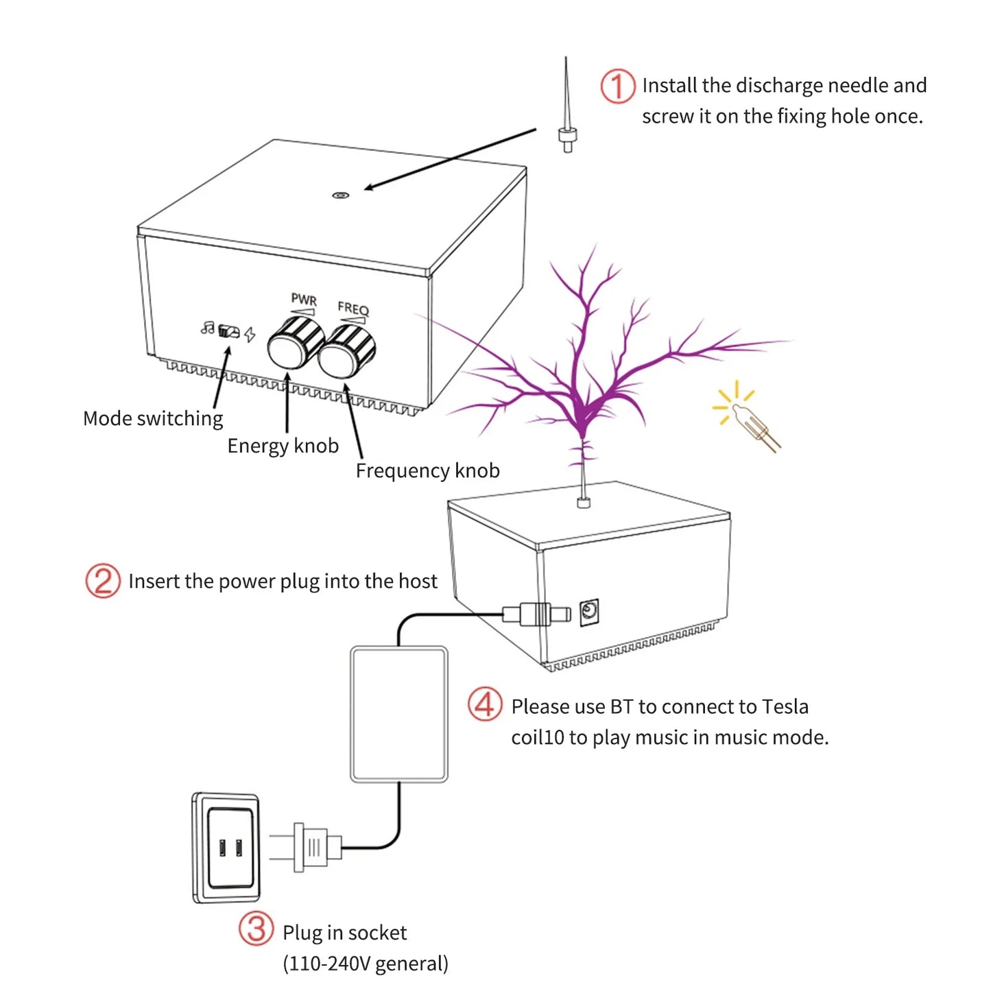 Multi-Function Tesla Music Coil Speaker – Wireless Transmission Lighting, Science & Education Experimental Product